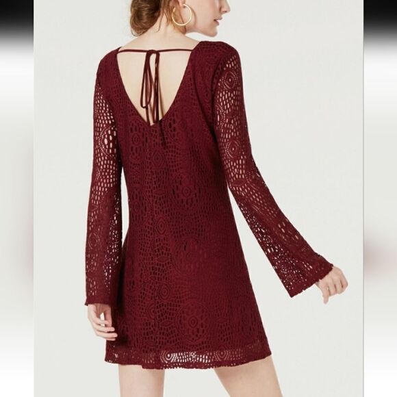 Speechless Womens Red Lace Overlay Scoop Neck Shift Dress - Picture 2 of 10